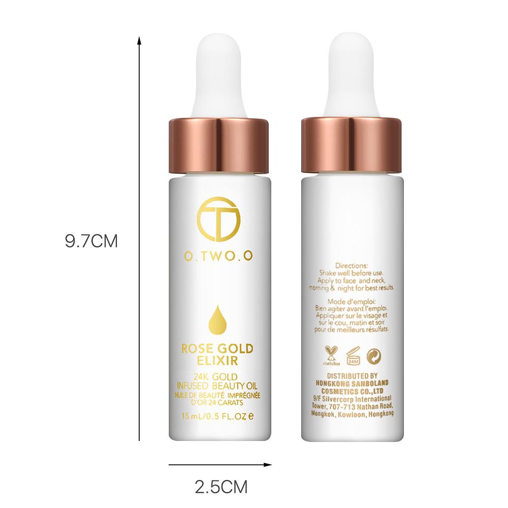 O.TWO.O 24k Rose Gold Elixir Skin Make Up Oil For Face Essential Oil Before Primer Foundation Oil Anti-aging