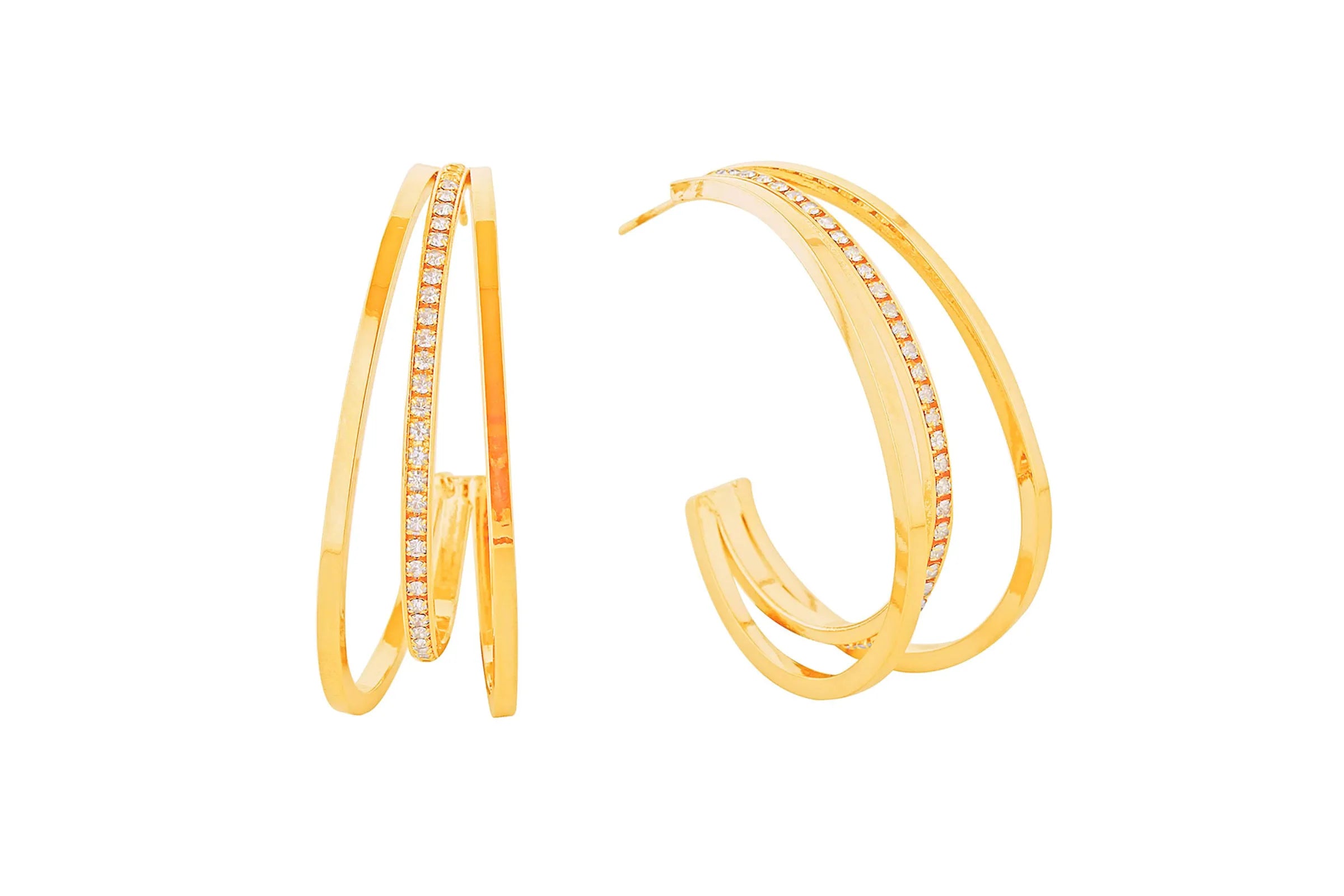 Hoop 14K Medium Triple Earrings Women