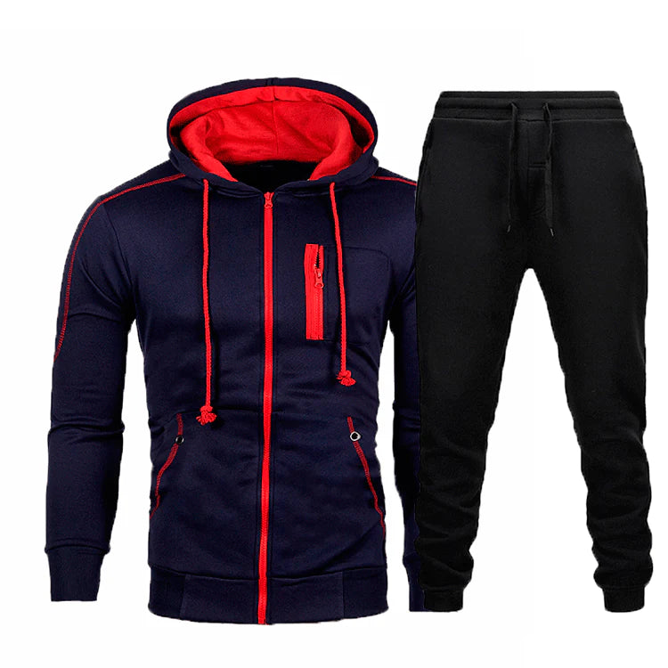 Men's Fall Winter Cardigan Hooded Hoodie Jacket Jogger Two Piece Set