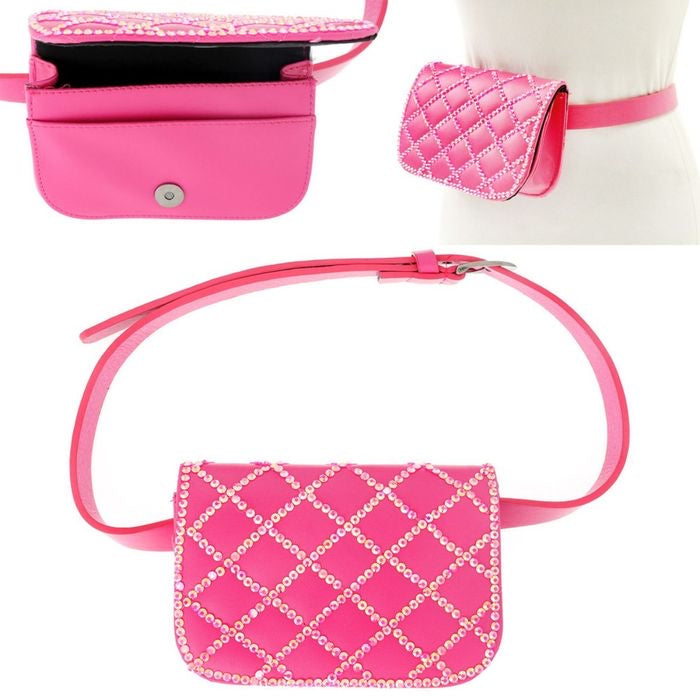 Rhinestones Quilted Belt Bag