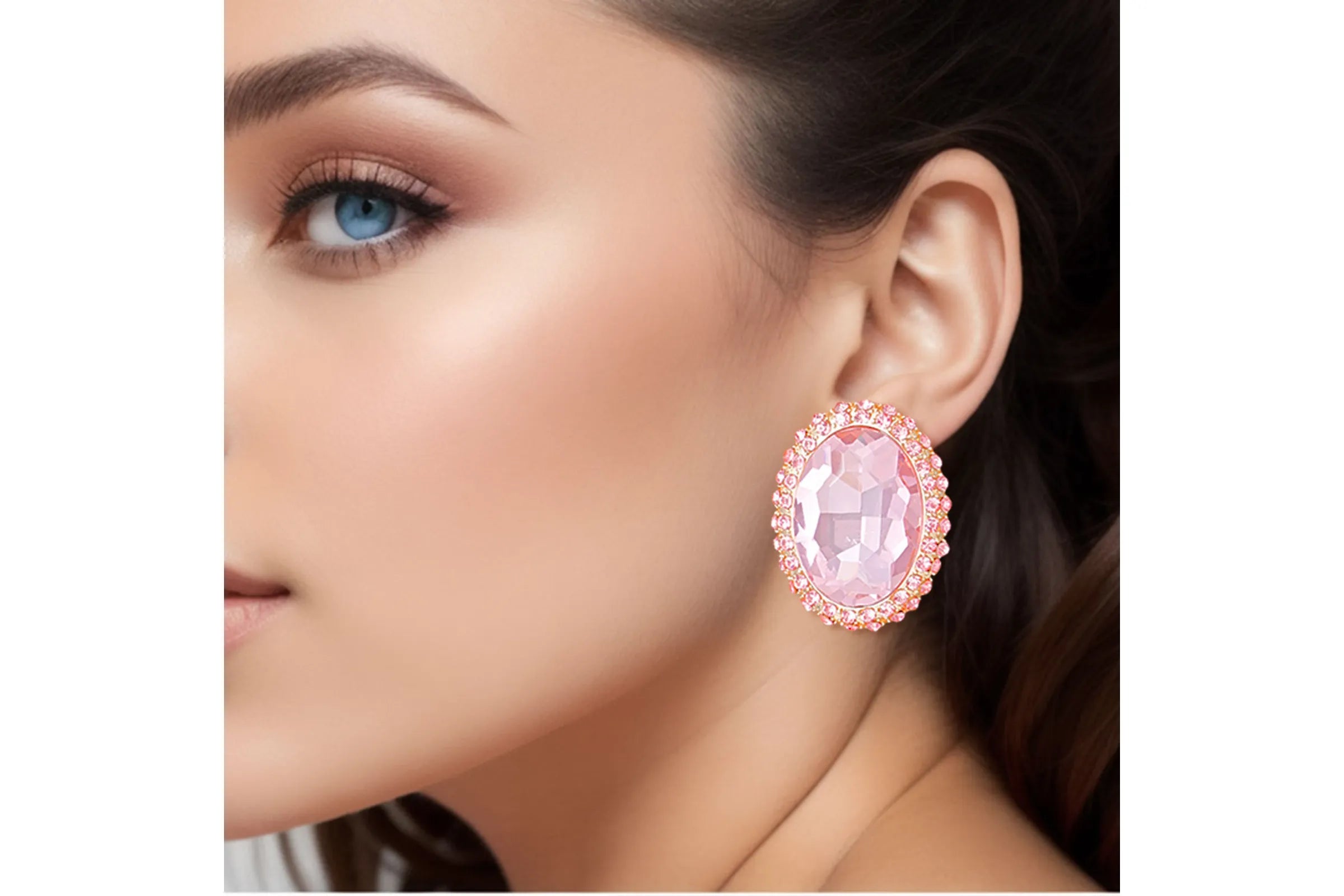 Oval Halo Studs Earrings