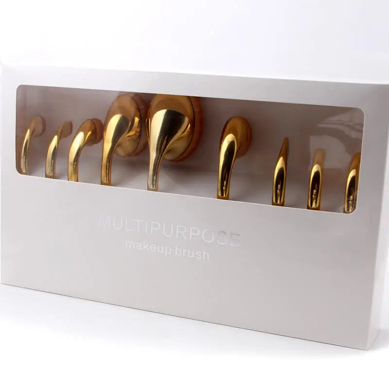 MISS ROSE TUHAO/ROSE GOLD GOLF 9 PCS FOUNDATION MAKEUP BRUSH GIFT BOX SET