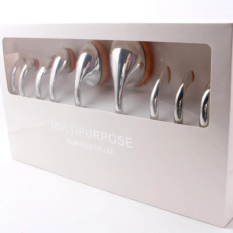 MISS ROSE TUHAO/ROSE GOLD GOLF 9 PCS FOUNDATION MAKEUP BRUSH GIFT BOX SET