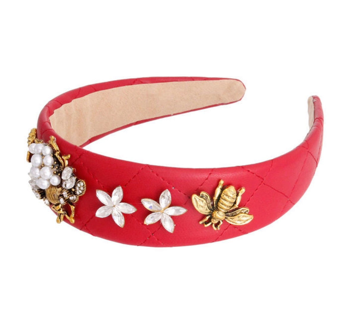 Bee-luxe Headband: Red Leather