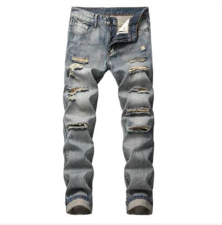 Basic Mid Waisted Jeans Men’s Ripped Jeans Pencil Pants