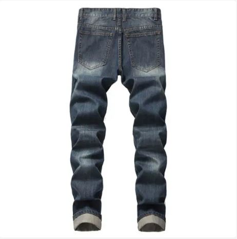 Basic Mid Waisted Jeans Men’s Ripped Jeans Pencil Pants