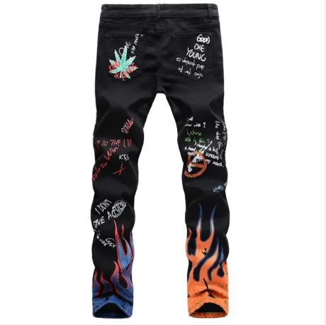 Fashion 3D Printing Jeans Skeleton Graffiti Men’s Straight Pants