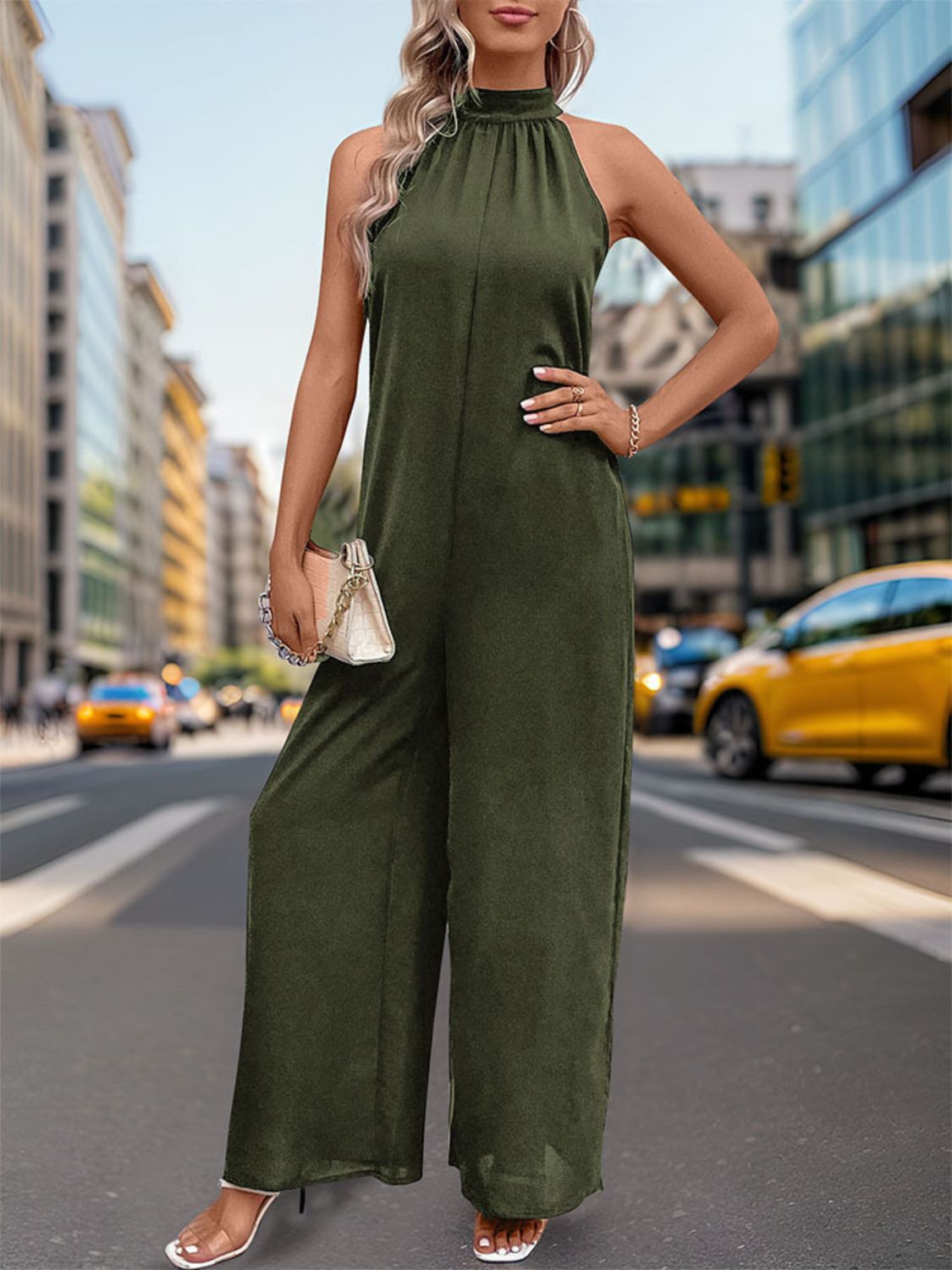 Tied Grecian Wide Leg Jumpsuit