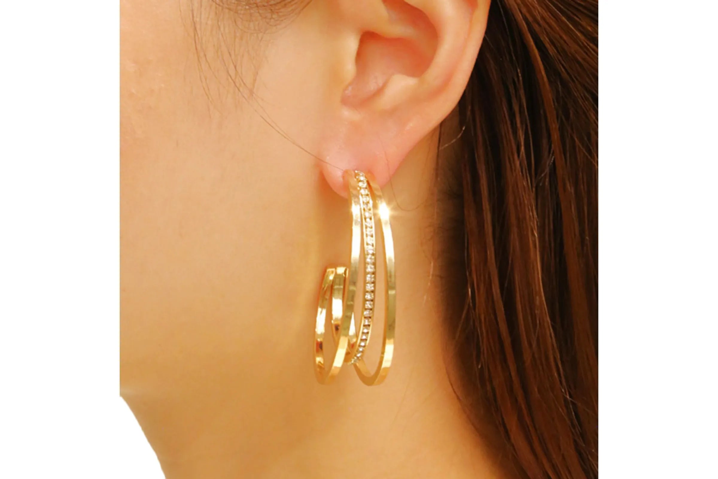 Hoop 14K Medium Triple Earrings Women