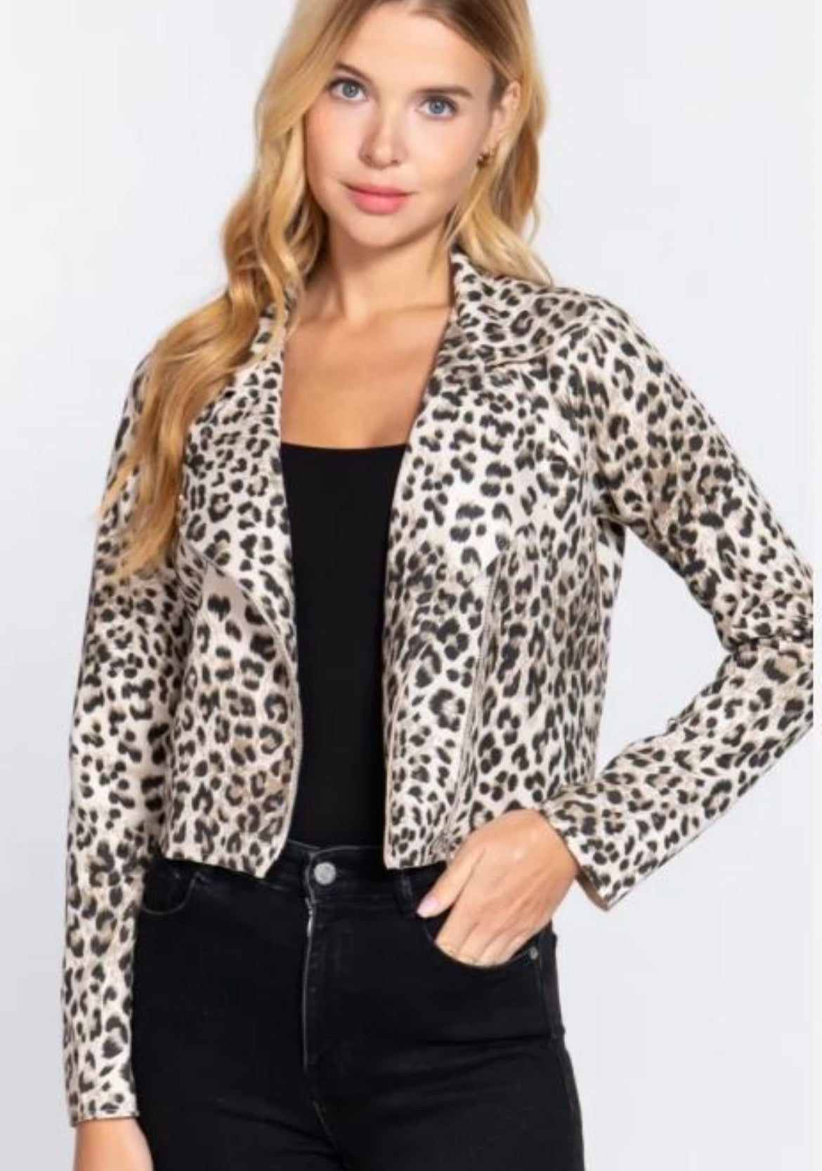 Women’s Leopard Print Faux Suede Biker Jacket