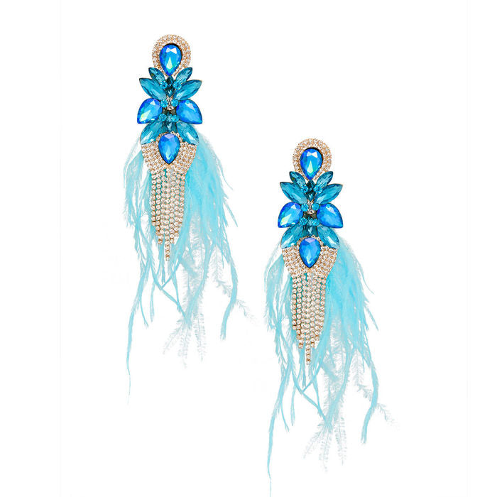 Tassel Feather Glass Earrings for Women