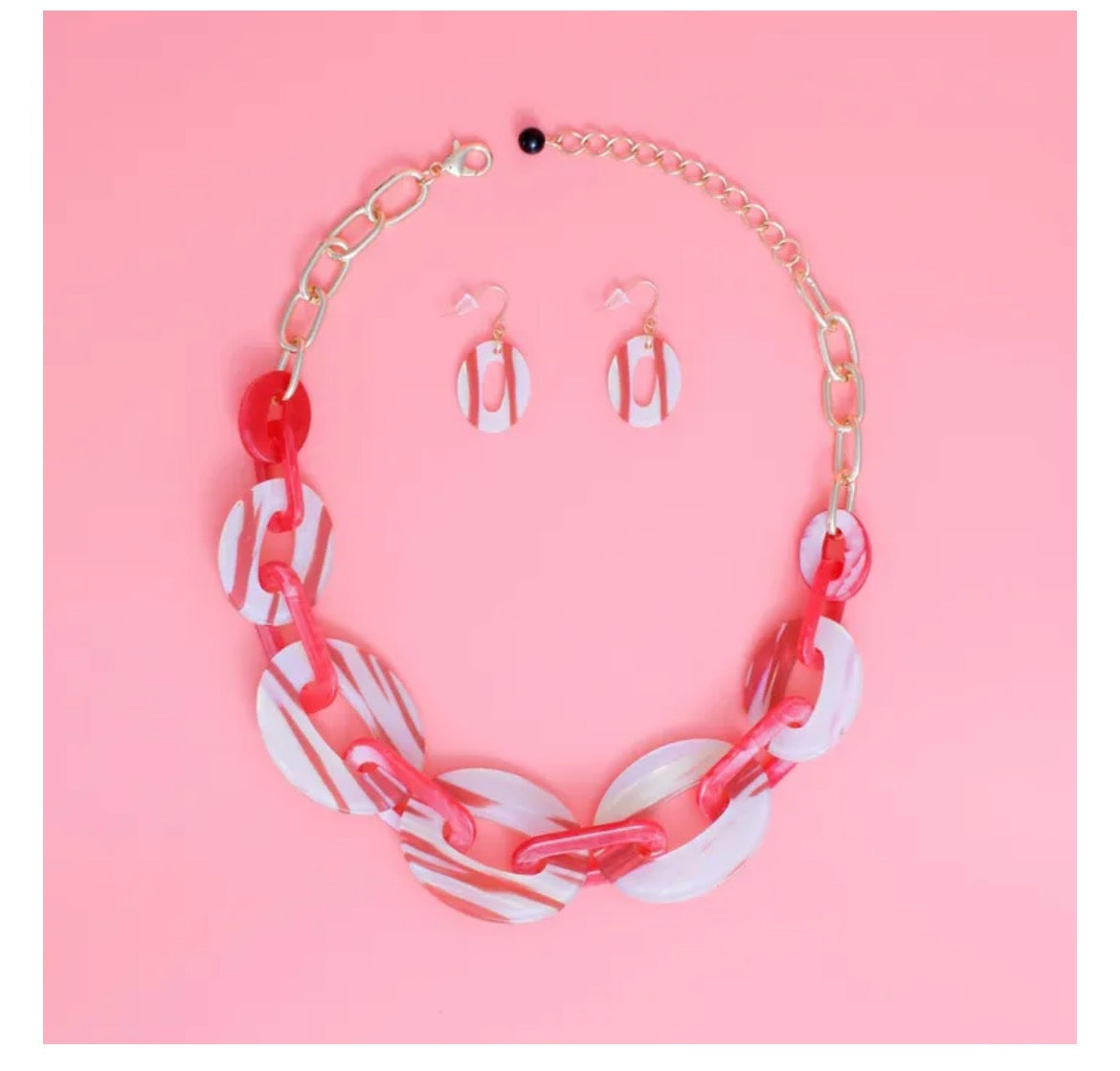 Red White Marbled Link Set