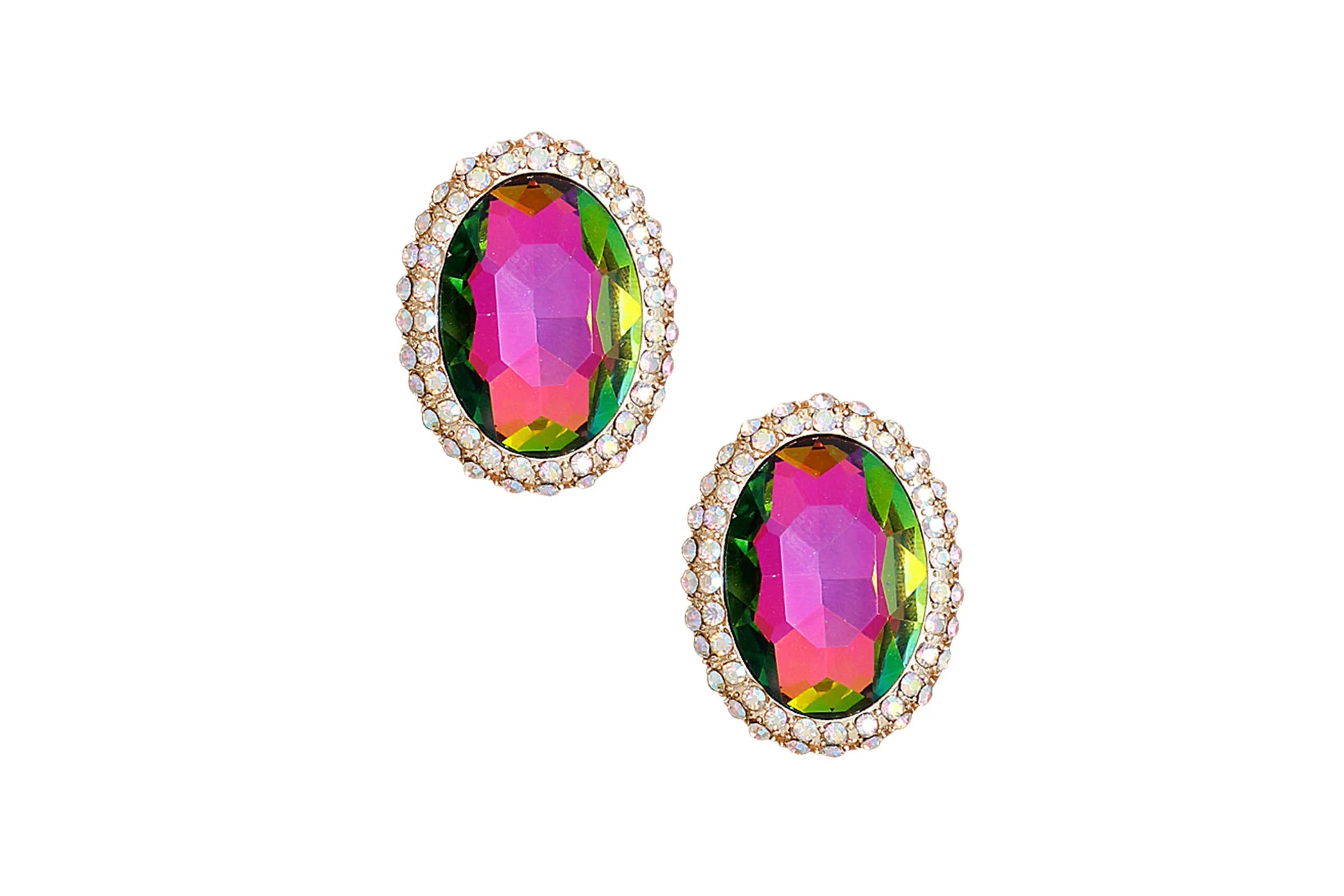 Oval Halo Studs Earrings