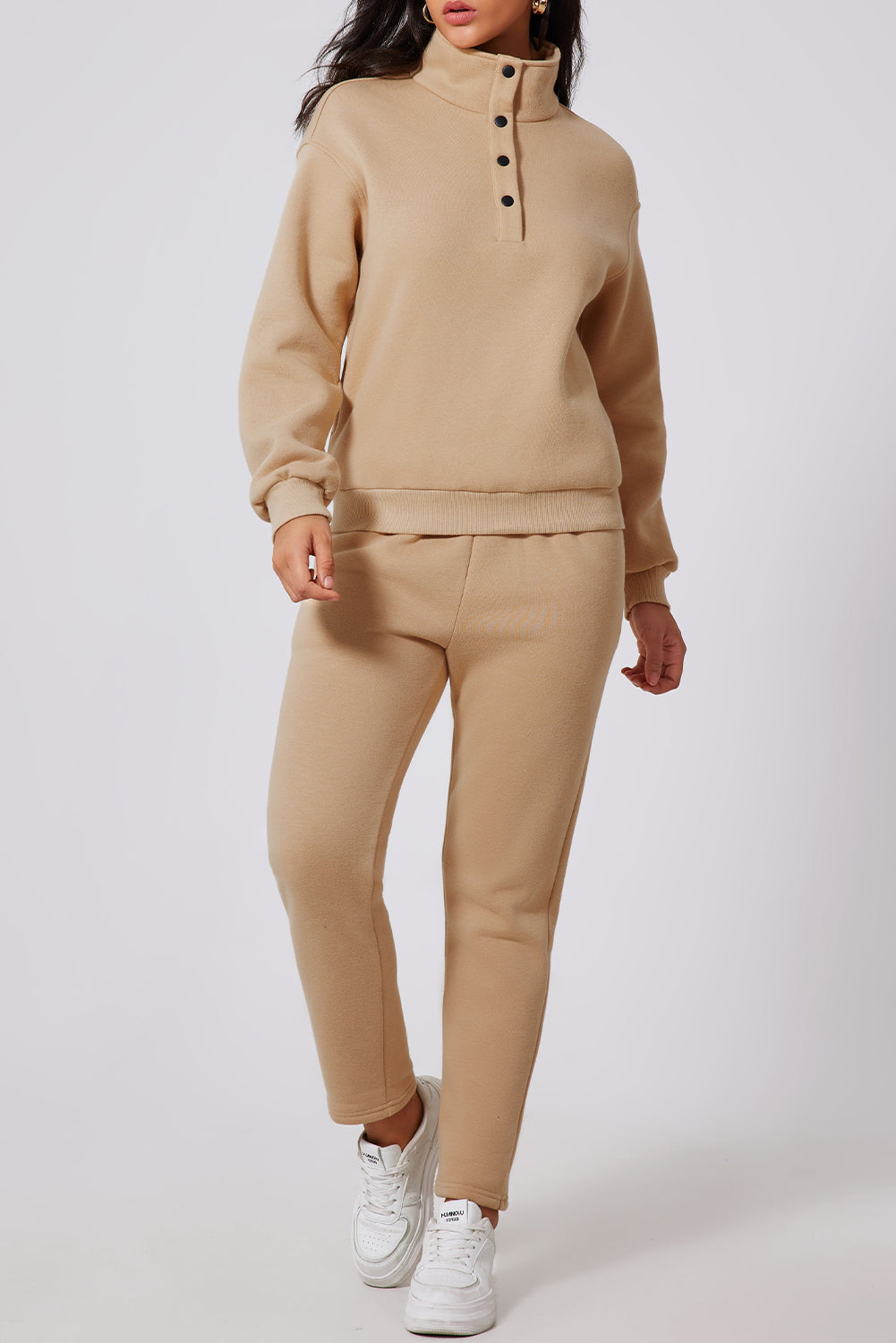 Half Snap Turtleneck Top and Pants Active Set