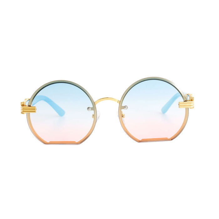 Color Tint Round Flat Sunglasses