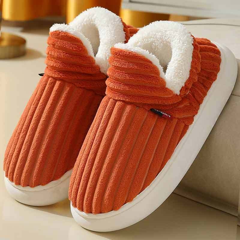 Winter bag heel cotton slippers for men with thickened soles for home couples, non slip and warm indoor and outdoor, women's old cotton shoes