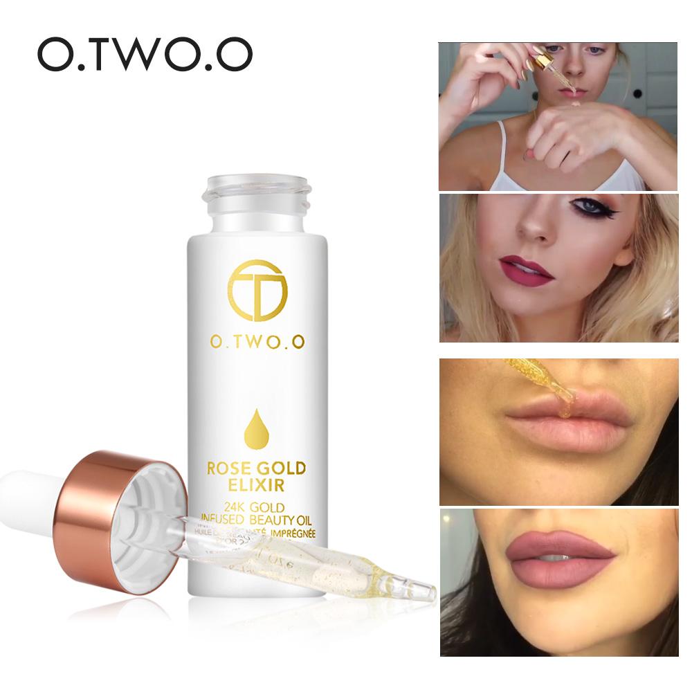 O.TWO.O 24k Rose Gold Elixir Skin Make Up Oil For Face Essential Oil Before Primer Foundation Oil Anti-aging