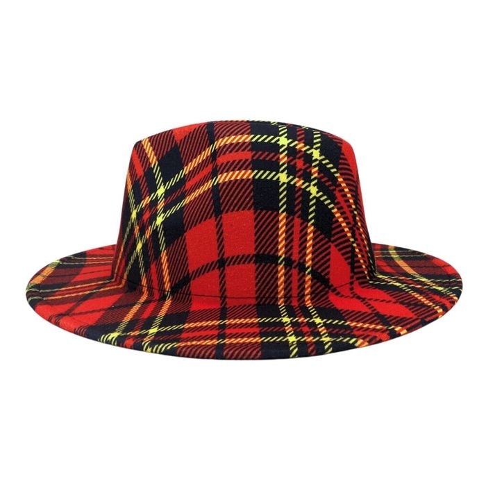 Red Plaid Fedora Hat