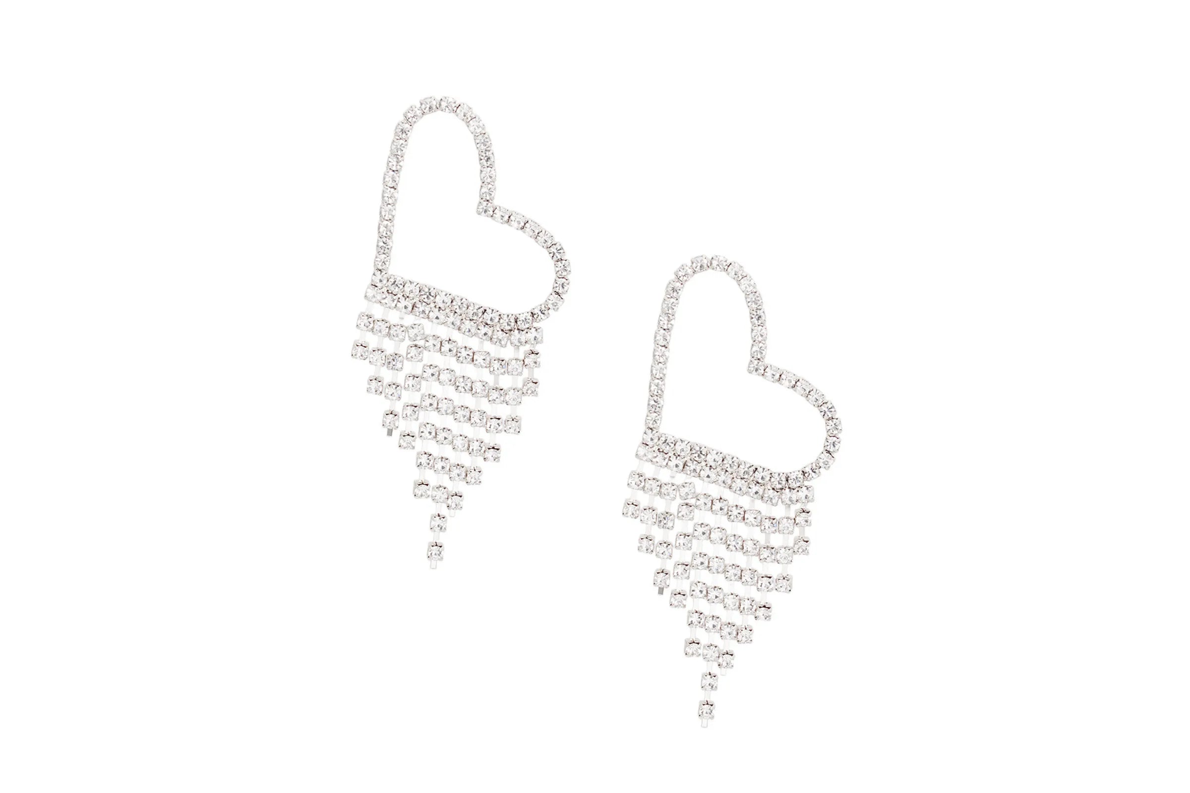 Fringe Large Pave Heart Earrings for Women