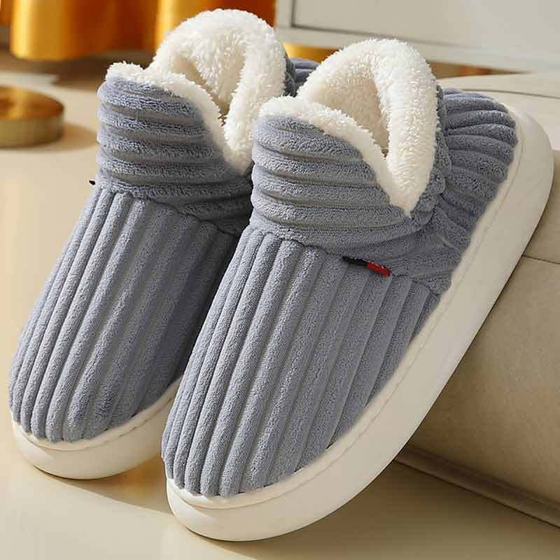 Winter bag heel cotton slippers for men with thickened soles for home couples, non slip and warm indoor and outdoor, women's old cotton shoes