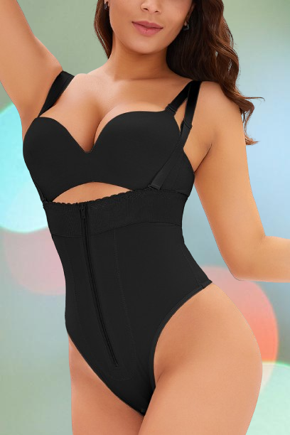 Full Size Adjustable Strap Zip-Up Shaping Bodysuit