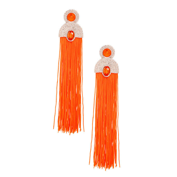 Tassel Fuchsia Long Vintage Glam Earrings Women