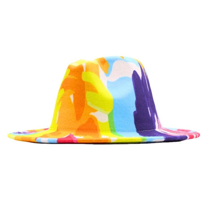 Rainbow Drip Tie Dye Fedora