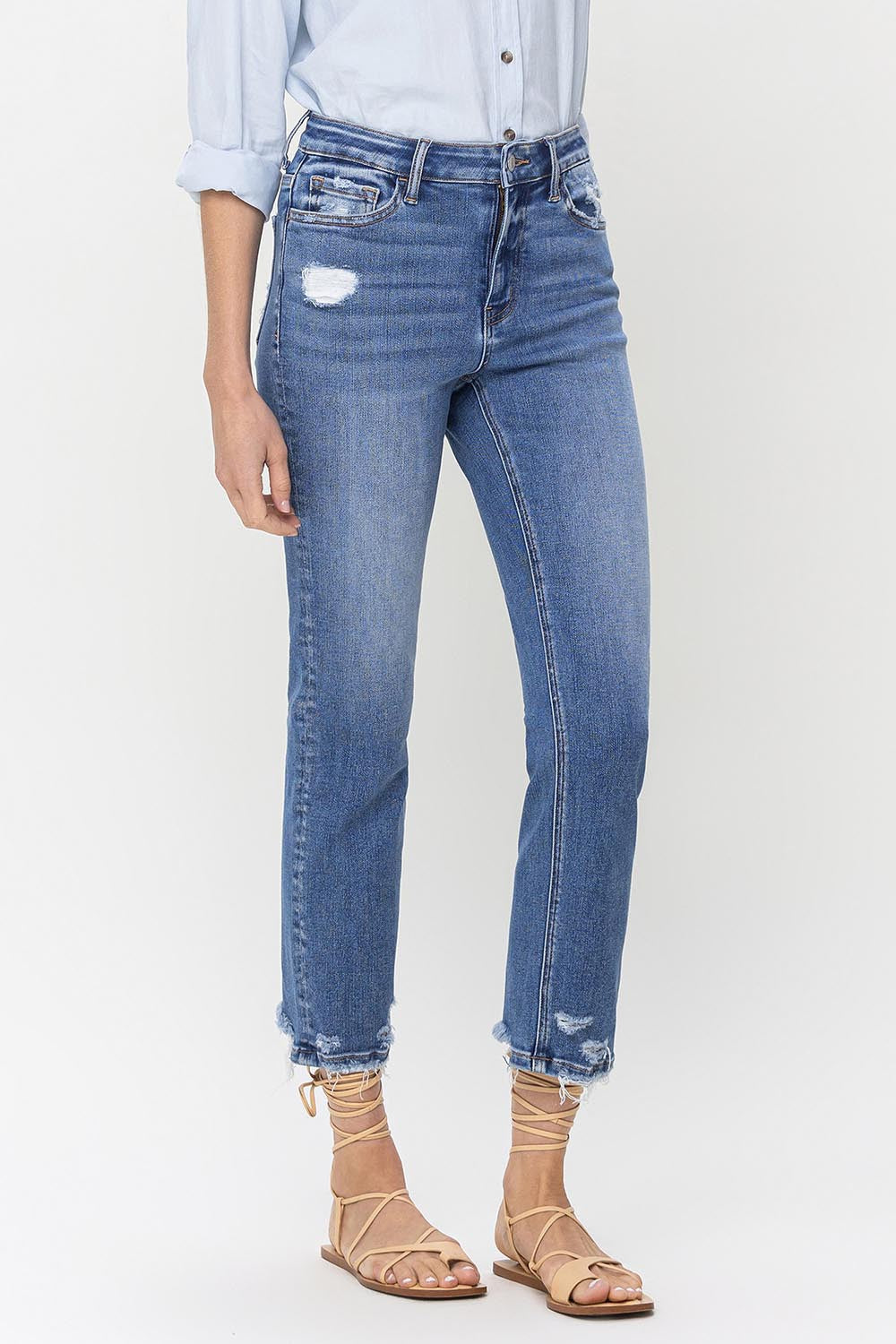 Lovervet High Rise Raw Hem Straight Jeans