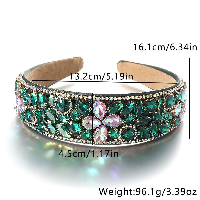 Baroque retro full set rhinestone sponge headband