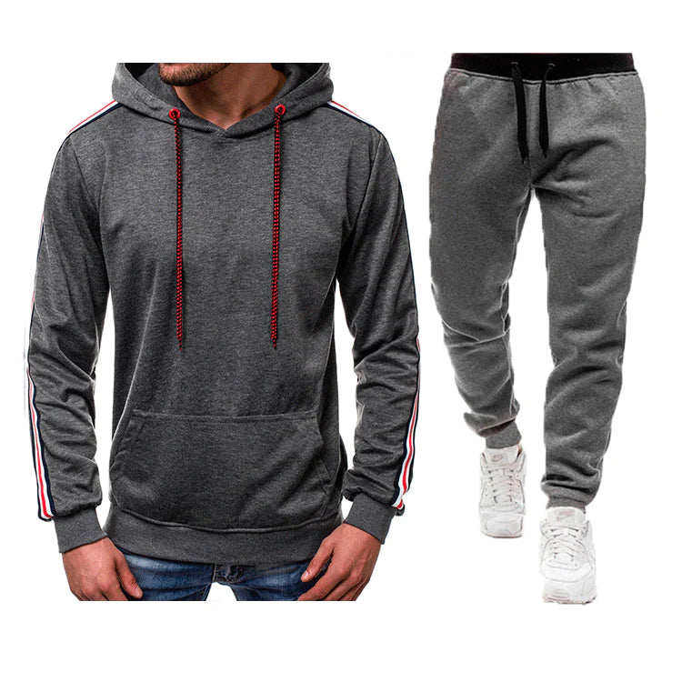 Men's Casual Splicing Pullover Hooded Hoodies Joggers Two Piece Set