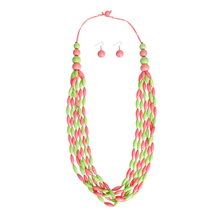 Long Multi Color Toggle Necklace