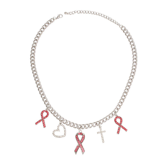 Gold Breast Cancer Charm Chain