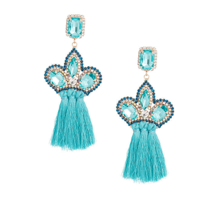 Triple Tassel Stone Earrings