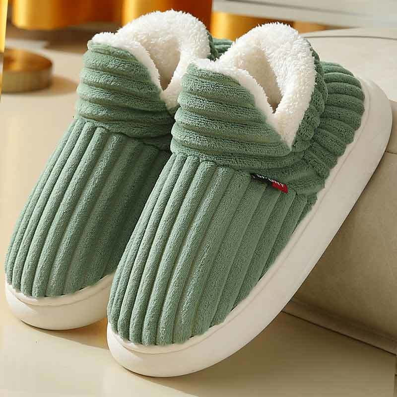 Winter bag heel cotton slippers for men with thickened soles for home couples, non slip and warm indoor and outdoor, women's old cotton shoes