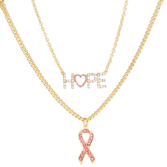 Silver Hope Pink Ribbon Chain