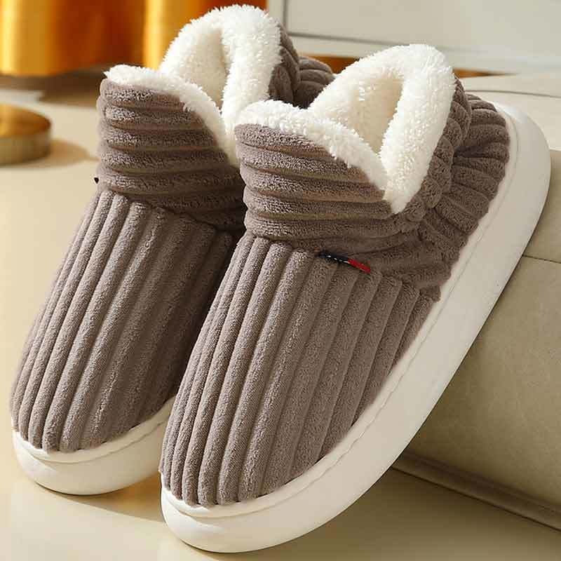 Winter bag heel cotton slippers for men with thickened soles for home couples, non slip and warm indoor and outdoor, women's old cotton shoes