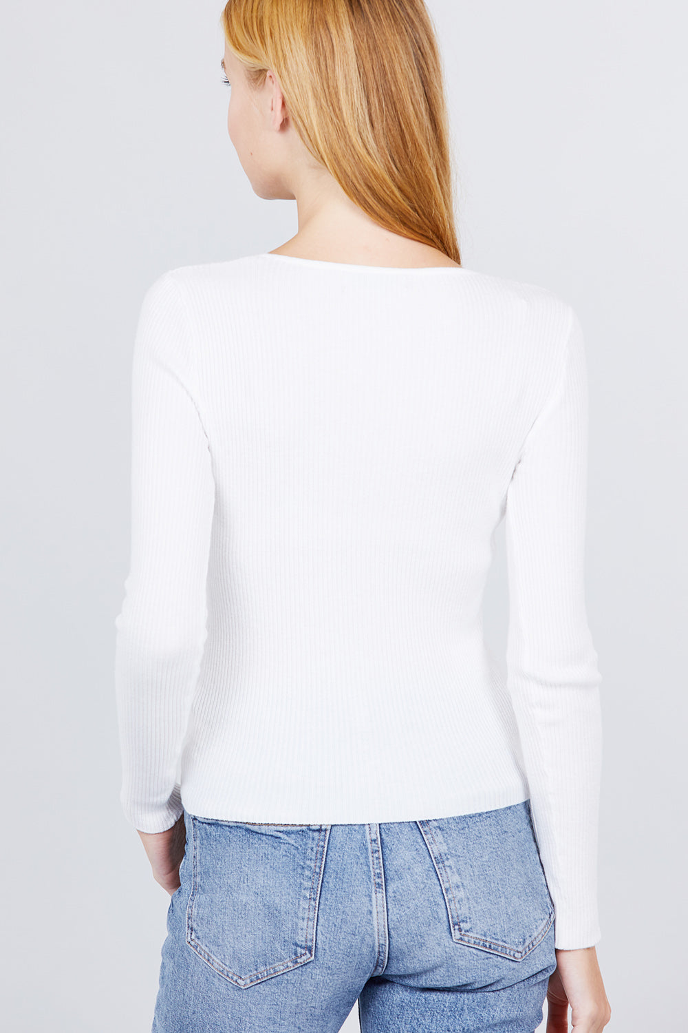 -neck Shirring Tie Detail Sweater