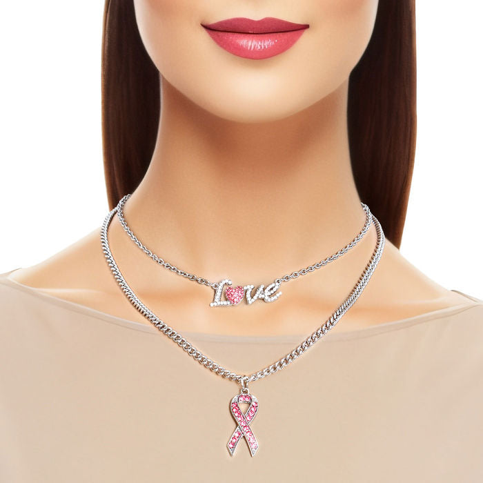 Love Pink Ribbon Chain