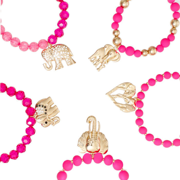 Mixed Gold Bead Elephant Bracelets