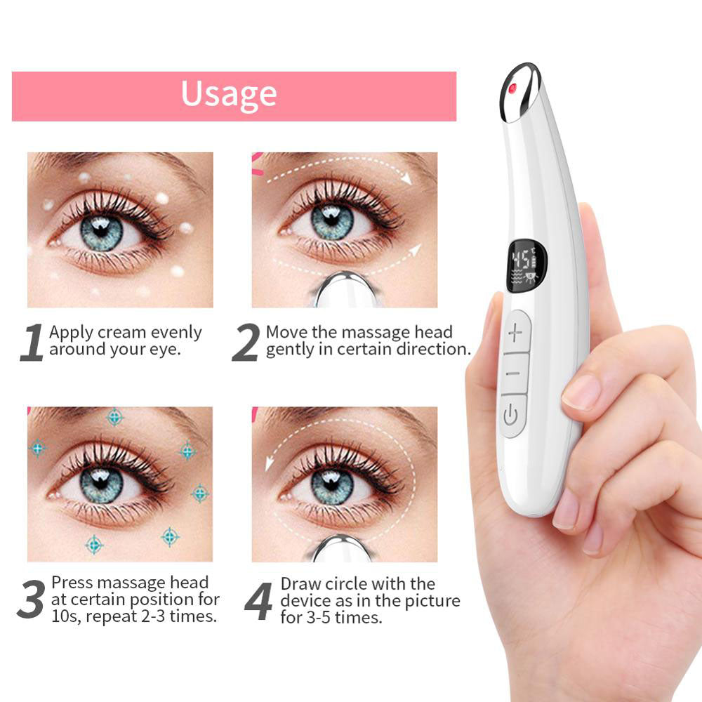 Mini Electric Vibration Eye Face Massager Anti-Ageing Eye Wrinkle Massager Dark Circle Removal Portable Beauty Care Pen Massage