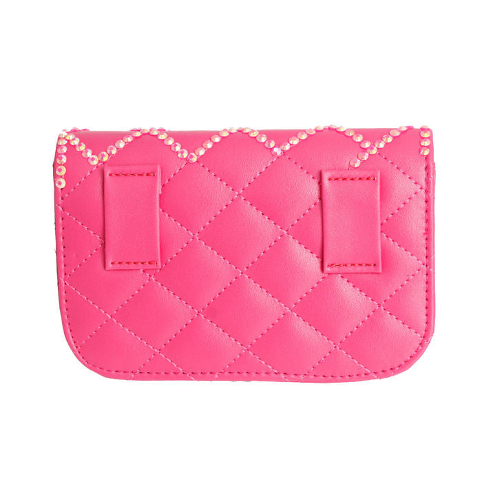 Rhinestones Quilted Belt Bag