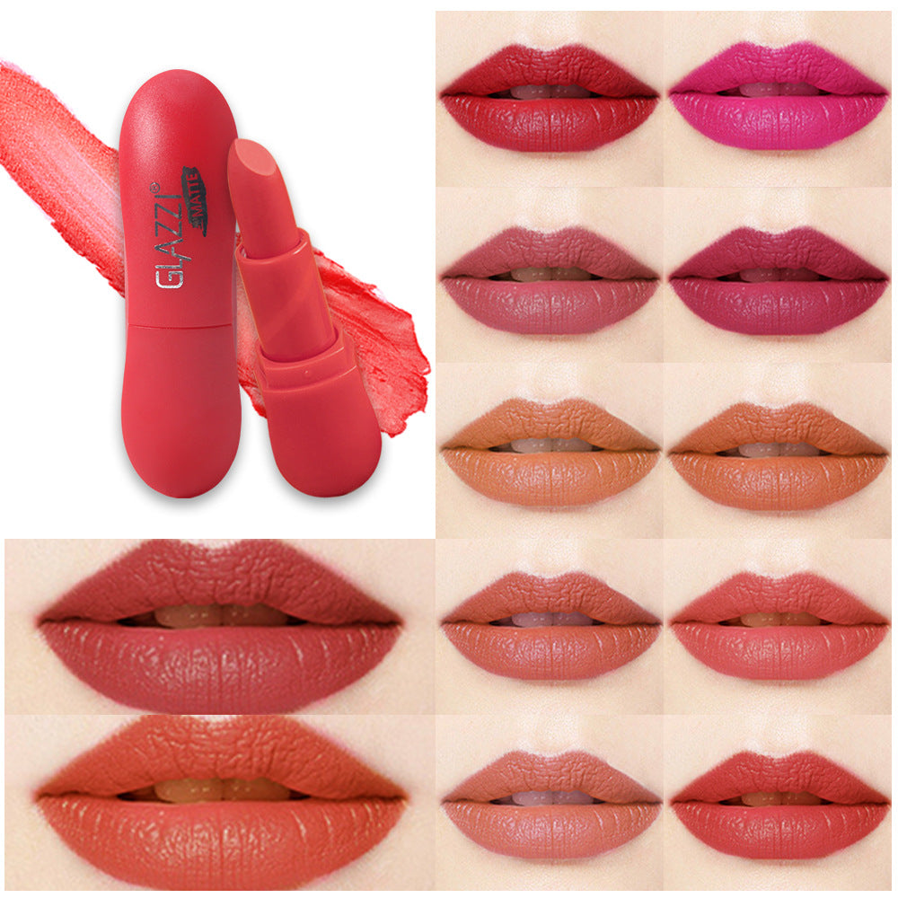 12 Color Rhombic Matte Lipstick Yeast Color Does Not Stick To The Cup And Does Not Fade