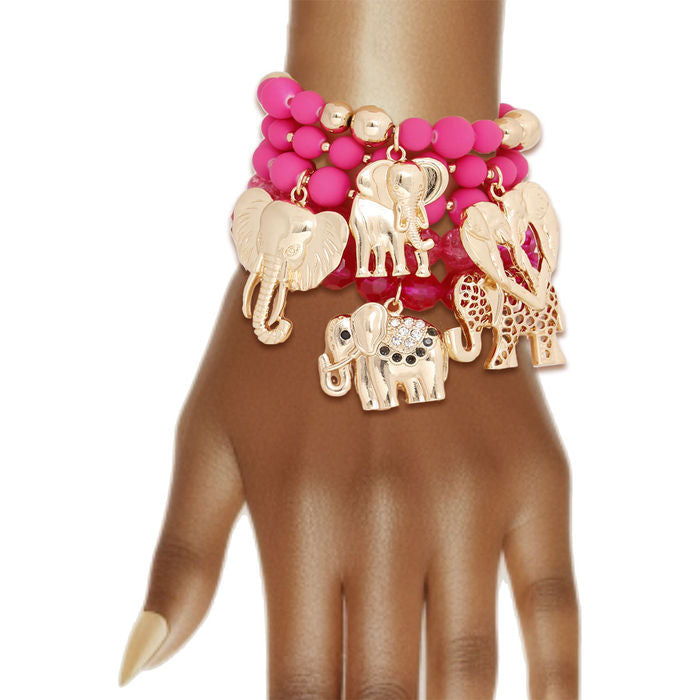 Mixed Gold Bead Elephant Bracelets