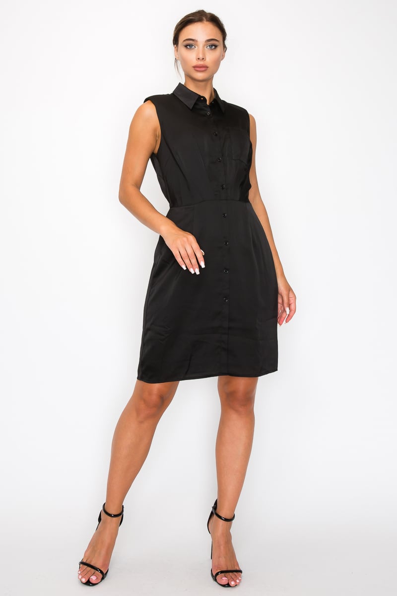 Button-down pleated shirt dress