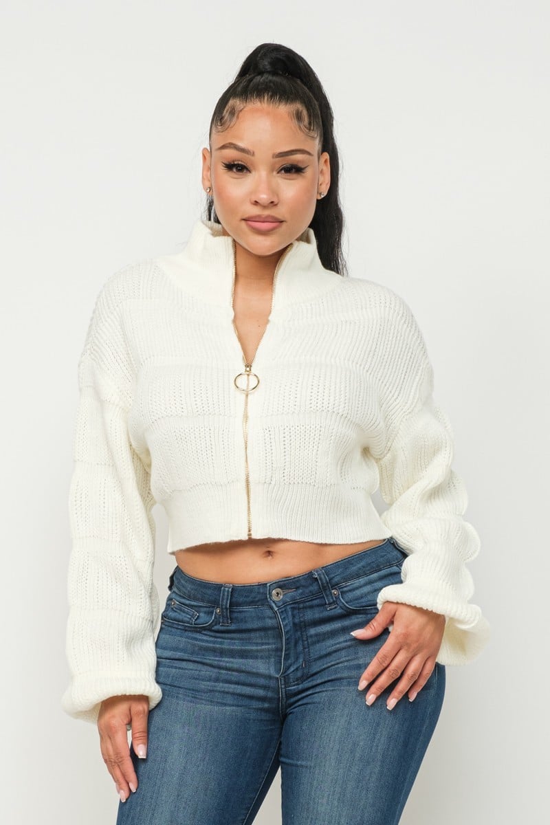 Michelin sweater top w/ front zipper