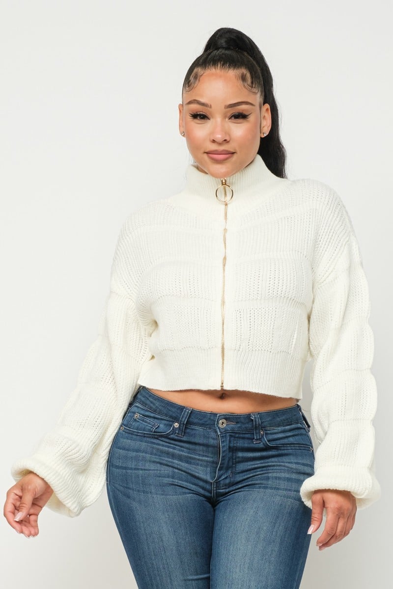 Michelin sweater top w/ front zipper