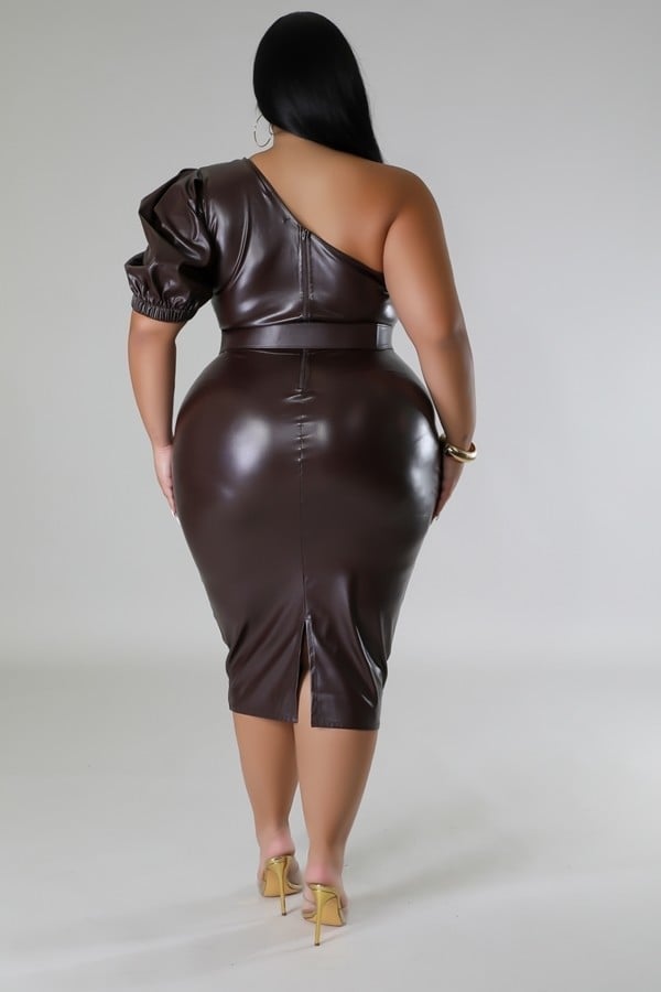 Faux leather semi-stretch dress