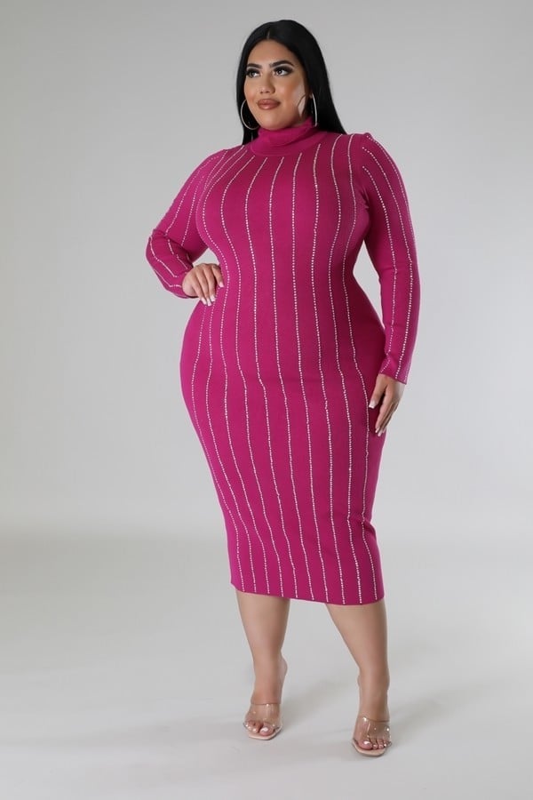 Turtle neck stretch dress