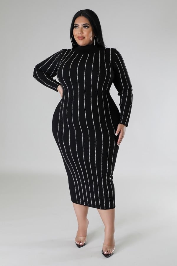 Turtle neck stretch dress