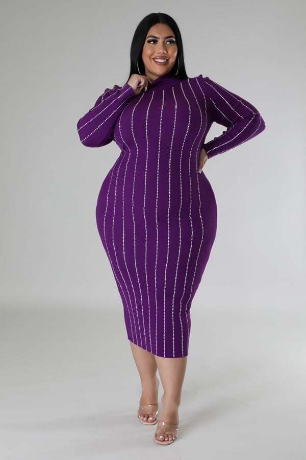 Turtle neck stretch dress